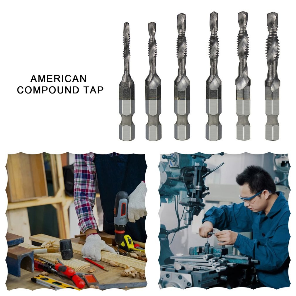 6PCS Metric Composite Tap Heavy Duty Tool Metal Repair Tools For Household Reliable Safe Metal Tool