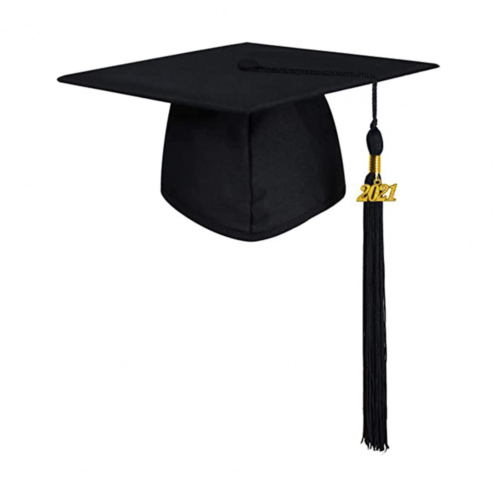 Graduation Hat Unisex Decorative Polyester Adult Graduation Tassel Cap for Bachelor Graduation Party Academic Hat: black