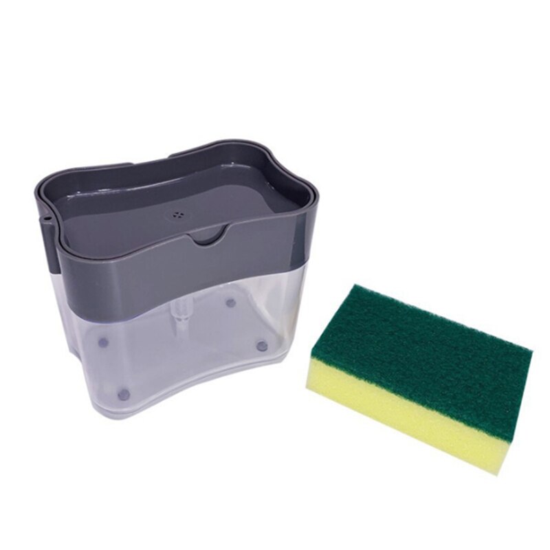 Dispensador de jabón líquido de plástico para cocina, soporte para estropajo, caja de esponjas con dispensador de jabón, limpieza para utensilios de cocina: dark gray