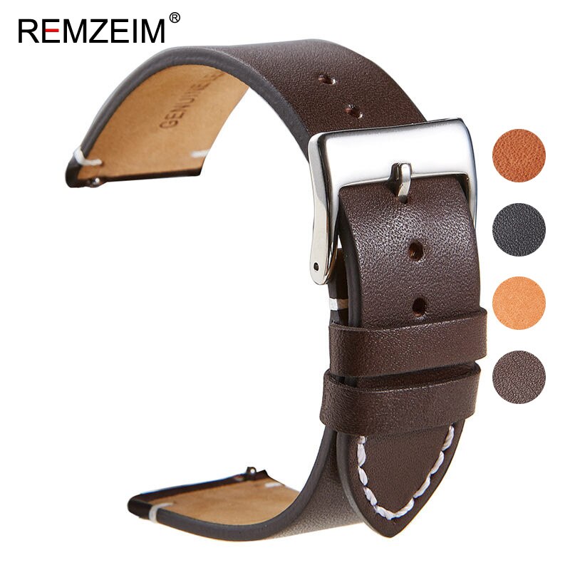18 20 22 24mm urrem i kalveskind til amazfit huawei gt galaxy ur 42 46mm gear  s3 urrem quick release: Mørkebrun / 22mm