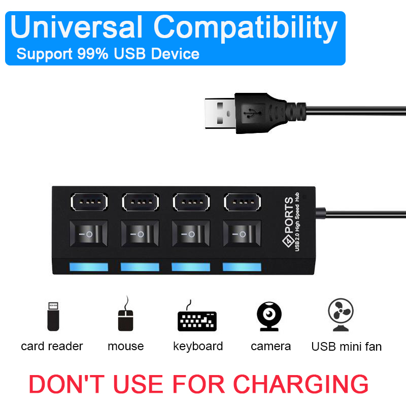 Usb-keskitin 2.0 moni usb-portti 4/7 -porttia keskitin usb nopea hab-sovitin on/off-kytkimellä usb-jakaja pc-tietokoneelle