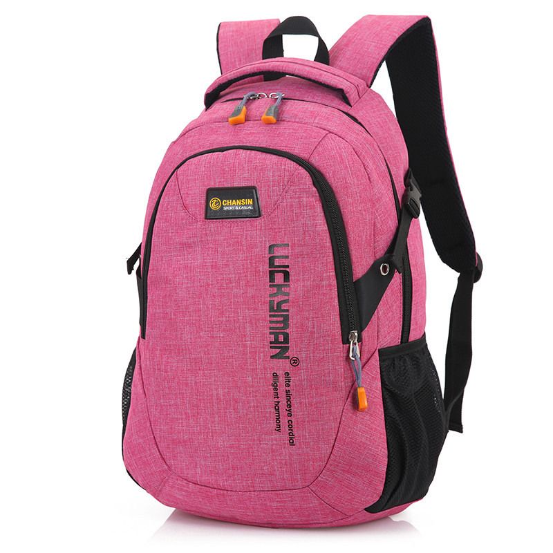 Nova moda masculina mochila saco de poliéster computador portátil mochila sacos estudantes da faculdade do ensino médio saco masculino: Rosa