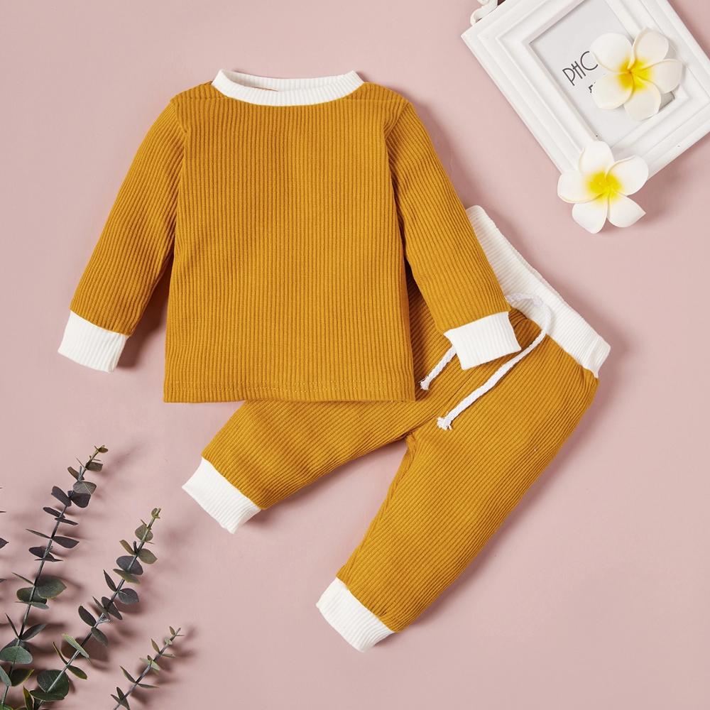 Patpat novo outono e inverno retalhos bebê menina doce do bebê conjuntos bloco de cor do bebê roupas para casa