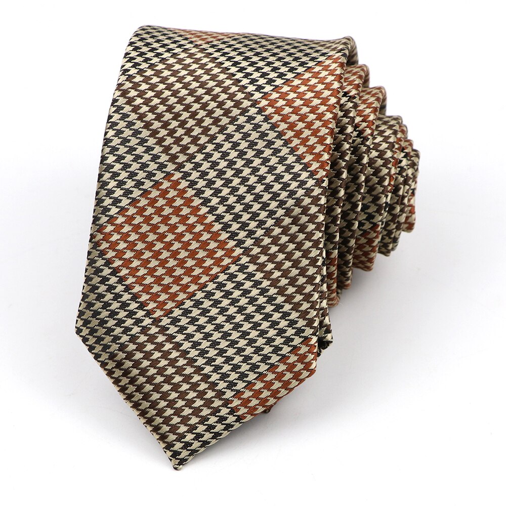 Men's Skinny Tie 6CM Width Casual Plaid Polyester Necktie for Men Party Wear Cravat Business Wedding Accessories: 5