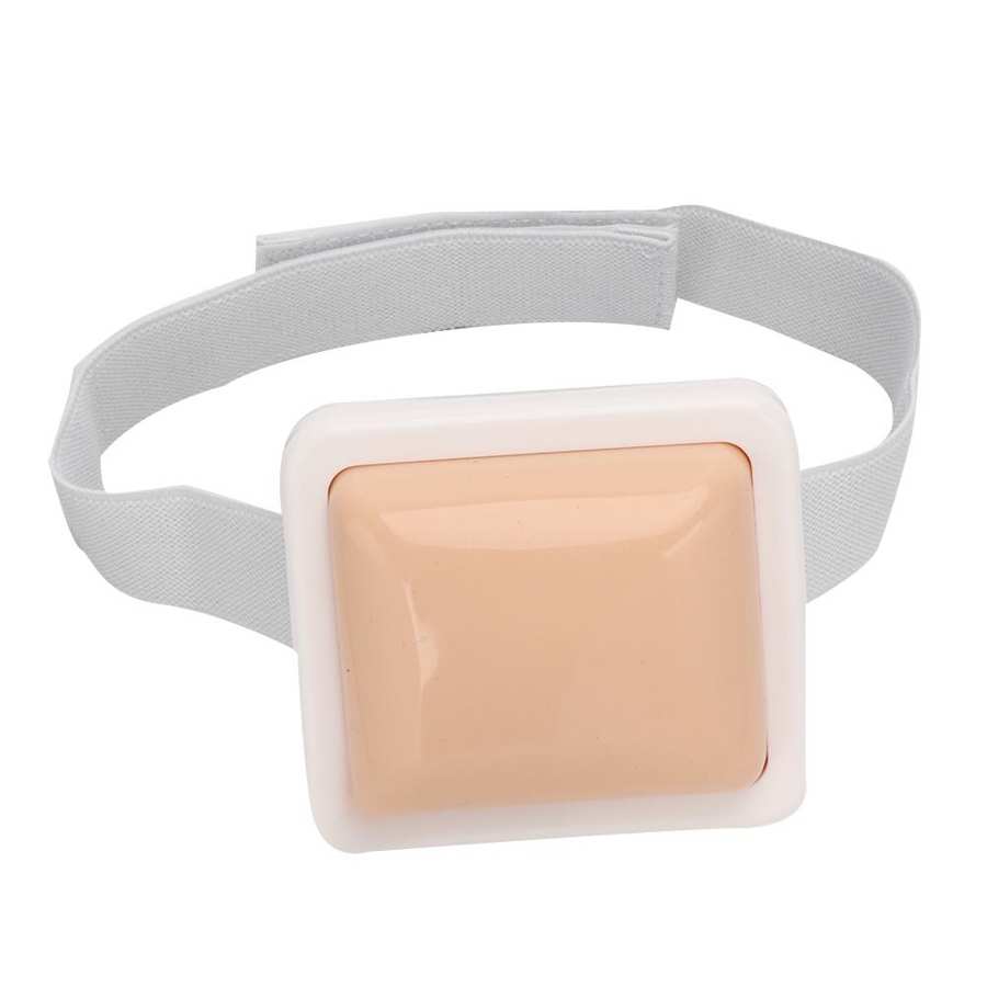 Tool for the practice of injection wearable simulation on the training pad of the human skin injection model instrument for the