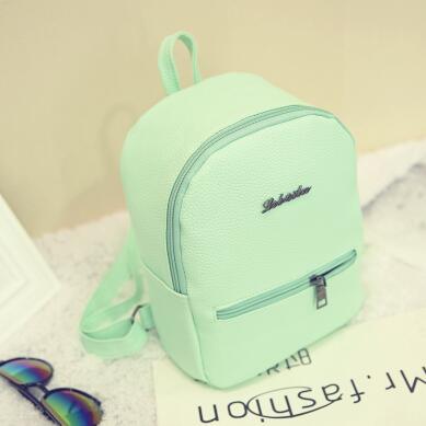 Neue Frauen Rucksack Korea PU leder Süssigkeit Farbe Hochschule Schulter Tasche Süße mädchen reisen Mini Weiblichen beutel: Grün