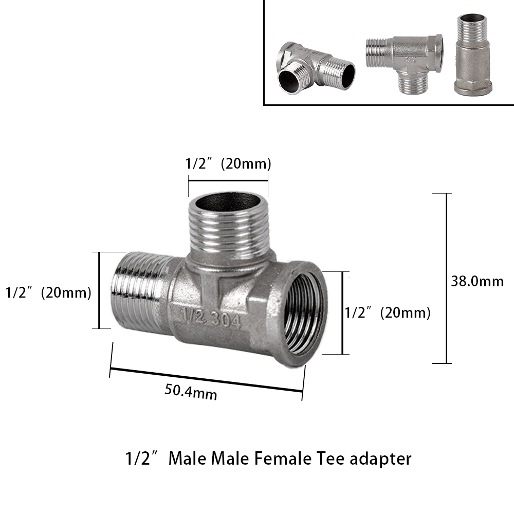 1/2 "3/4" BSP hilo macho hembra tipo T reductor de codo de acero inoxidable adaptador de junta a tope acoplador accesorios de plomería: Azul