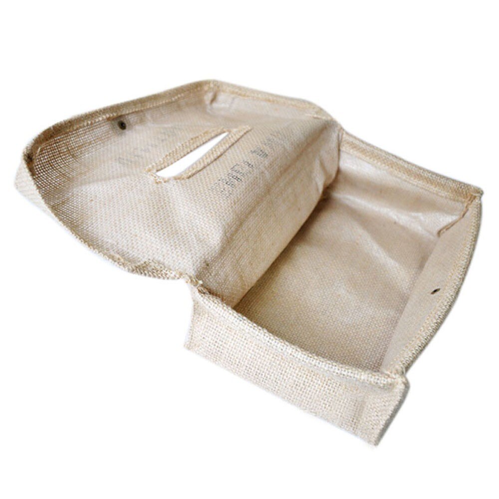 Cotton And Linen Tissue Boxes Belt Button Simple Atmospheric Tissue Box Retro Fluid Style Tissue Box Cover Paper Case Holder