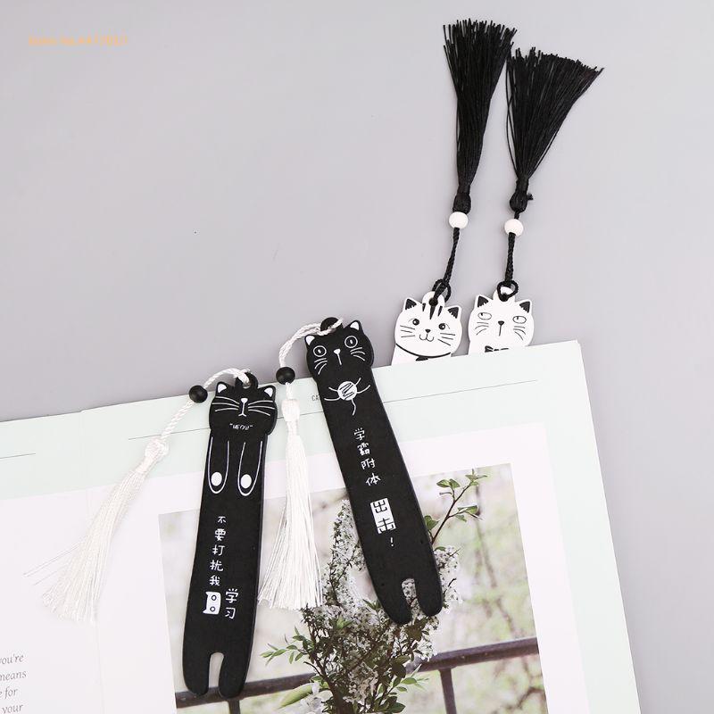 Cute Cartoon Wooden Bookmark Book Page With Tassel Student Stationery School