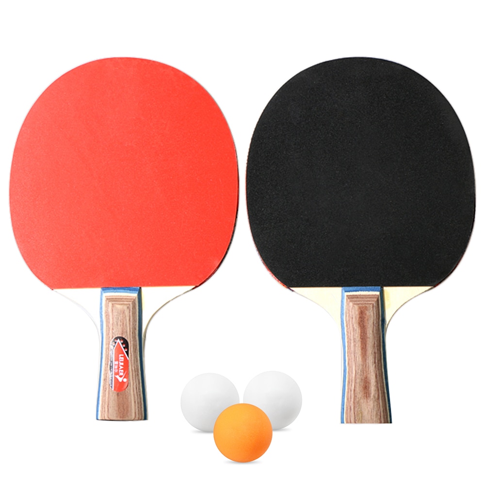 2 stk / mye bordtennisracket racket dobbel ansikt kviser i lang kort håndtak ping pong padle racket sett med pose 3 baller