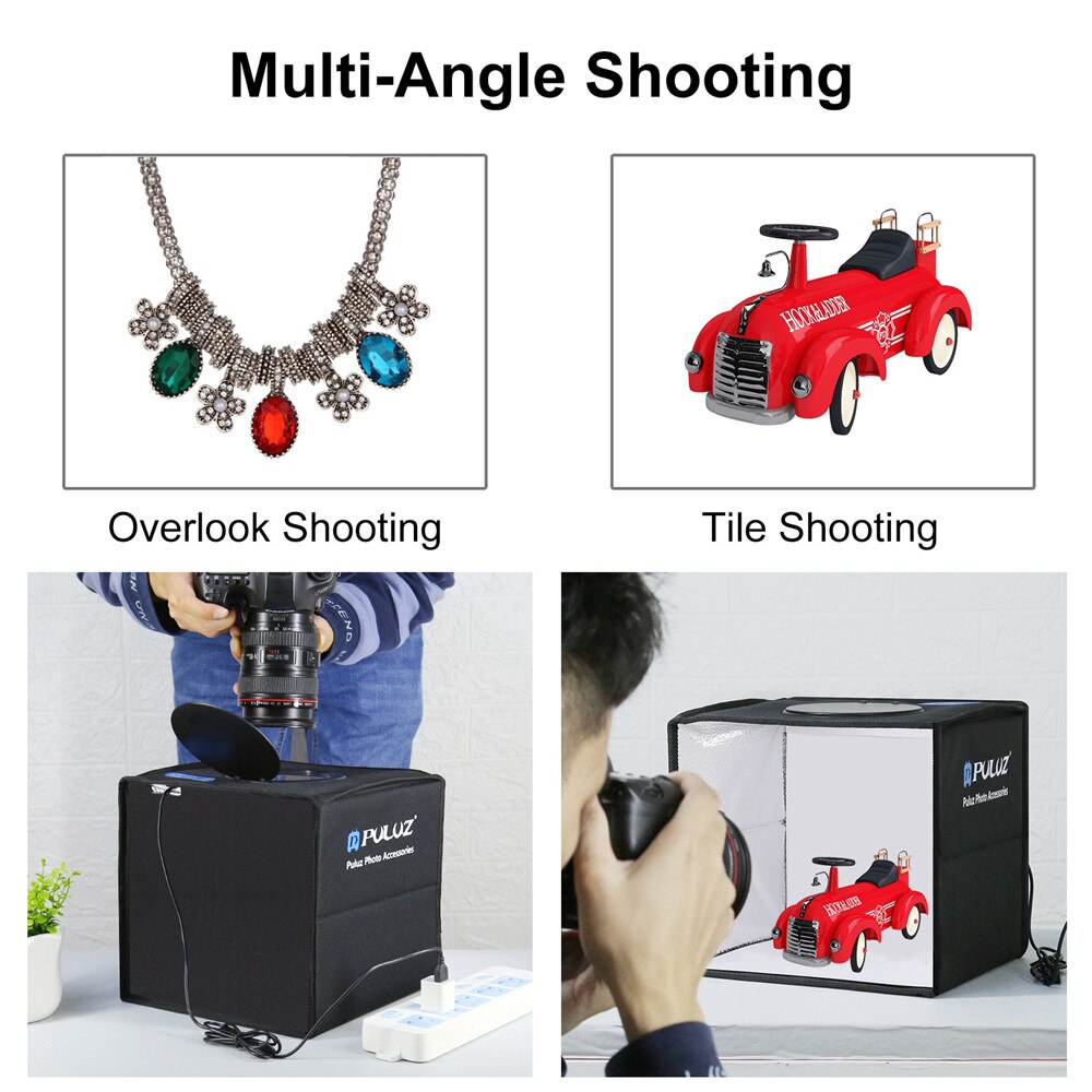 Mini Photography Softbox Fold Portable Ring LED Light Dimmable Photo Studio Shooting Tent Foto Box Kit With 12 Colors Backdrops