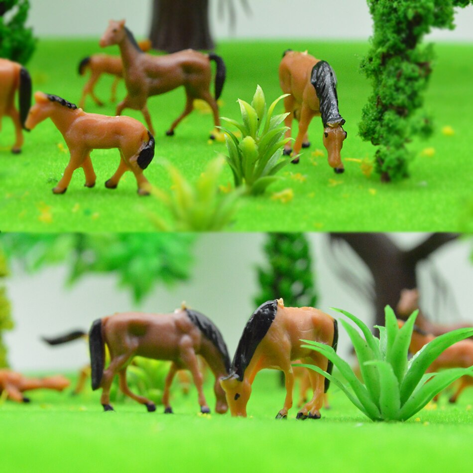 1:87 HO Scale Miniature Farm Animals Painted Horses Model DIY Model Making Educational Toys Birthday Collection 50pcs/lot