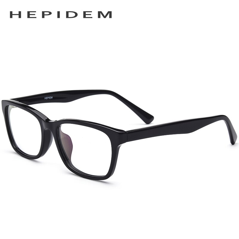 Acetate Optical Glasses Frame Men Myopia Prescription Eyeglasses Women Full Square Nerd Spectacle Eyewear: Black