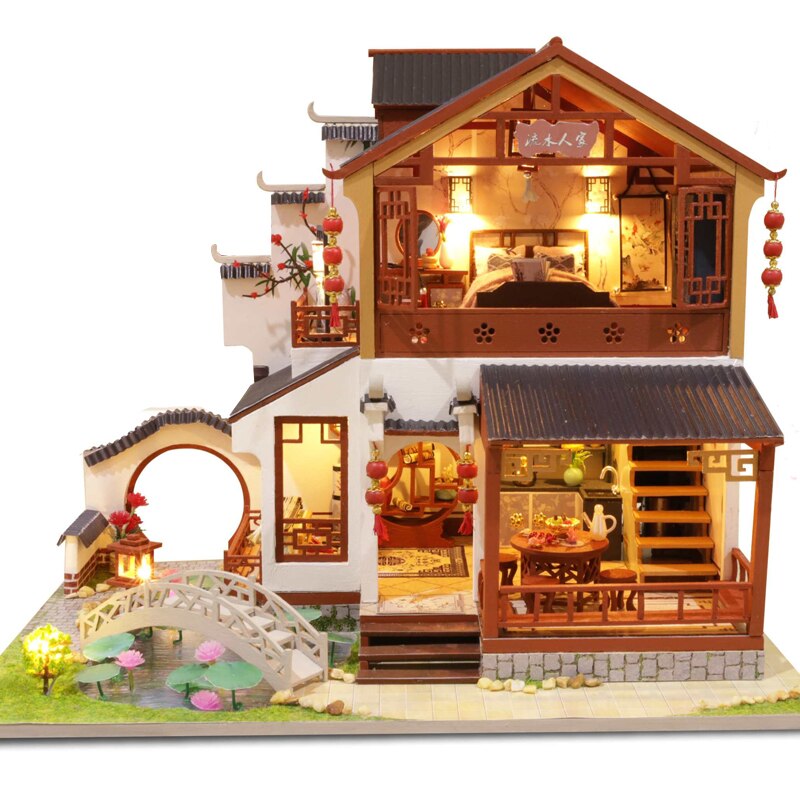 CUTEBEE freundlicher Spielzeug Puppe Haus Möbel Montieren Holz Miniatur Puppenhaus Diy Puppenhaus Puzzle Pädagogisches Spielzeug Für freundlicher P3