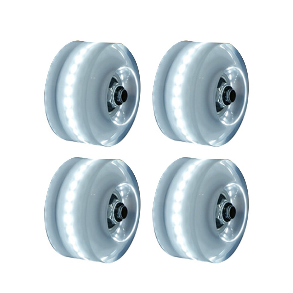4pcs With BankRoll Bearings Roller Skate Wheels Led Transparent Luminous Double Row Sliding Outdoor Light Up Accessories Skating: White