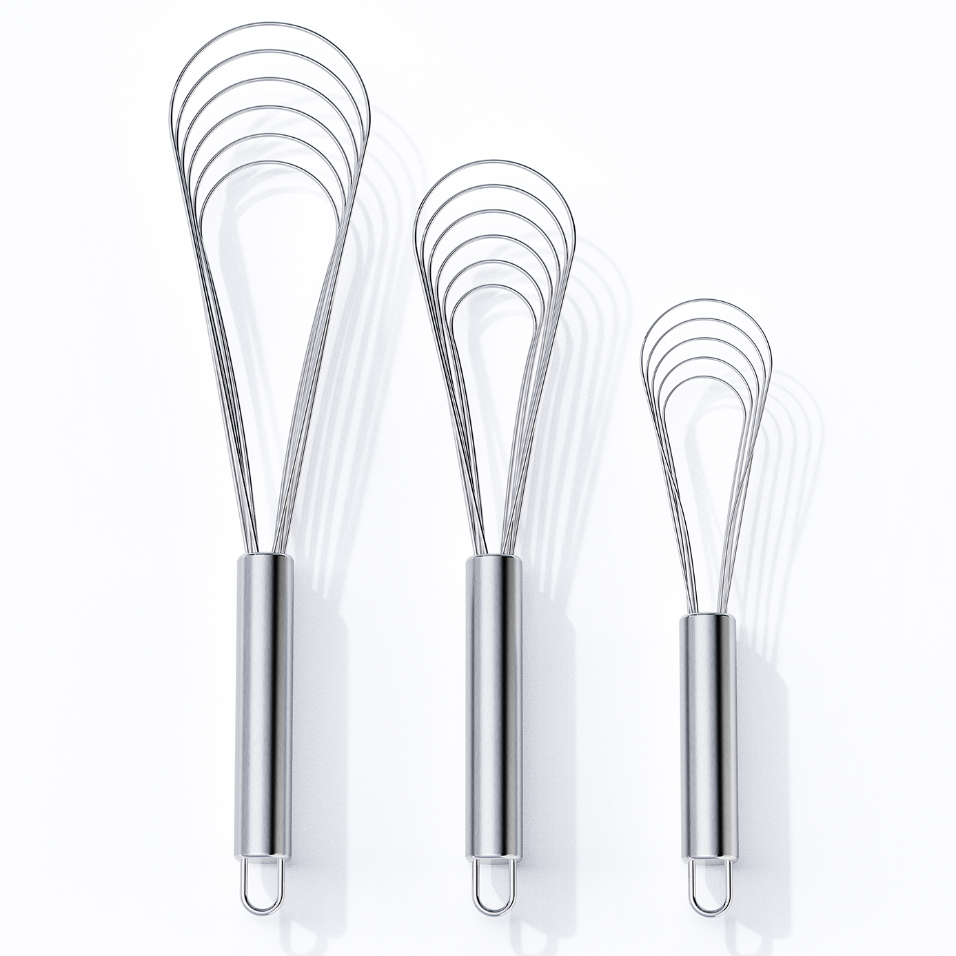 VIMACO® Flat Whisk Stainless Steel 8"10"12" Egg Utensils for Kitchen Baking Prepworks