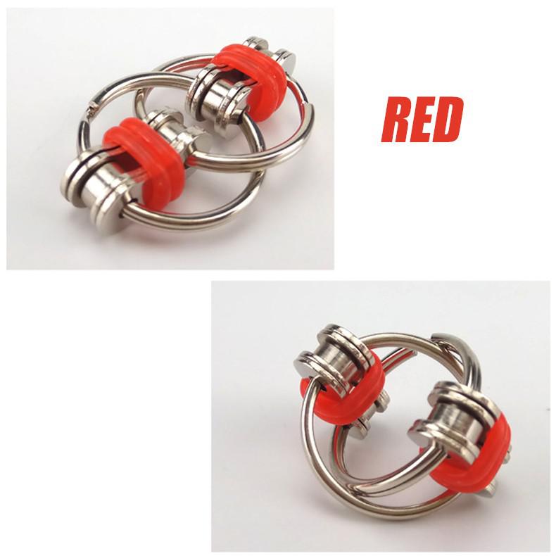 Metalen Puzzel Keten Fidget Speelgoed Voor Autisme Ketting Fidget Speelgoed Set Stress Verlichten Adhd Top Hand Spinner Sleutelhanger zintuiglijke Speelgoed: Rood