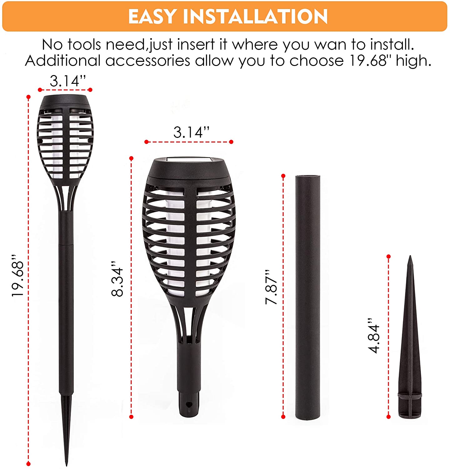 Solar Flame Torch Light Flickering Waterproof Garden Decor Landscape Lawn Lamp For Path Garden Yard Outdoor Light