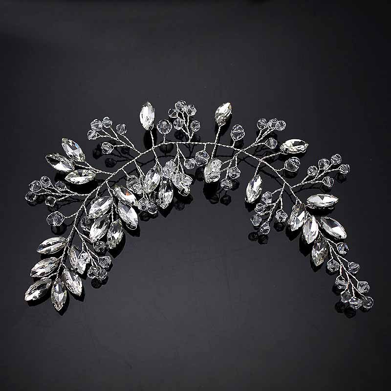 Perles faites à la main cristal mariée cheveux fleur strass bandeau bal coiffure femmes chapeaux pour filles accessoires de cheveux de mariage: crystal Headdress