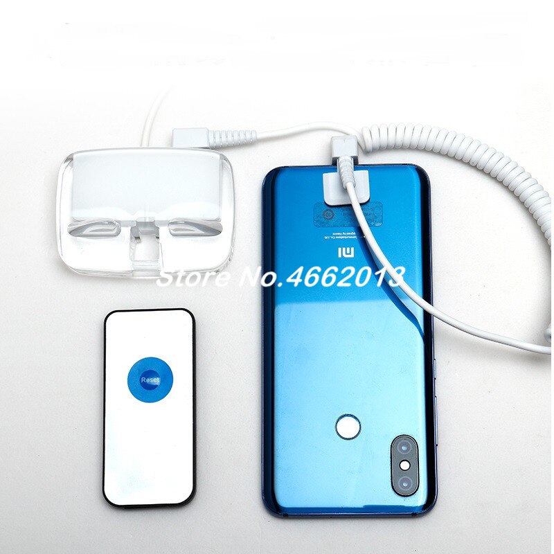 Soporte de seguridad para teléfono móvil iphone sistema antirrobo Burgar soporte de exhibición de alarma acrílico con Control remoto