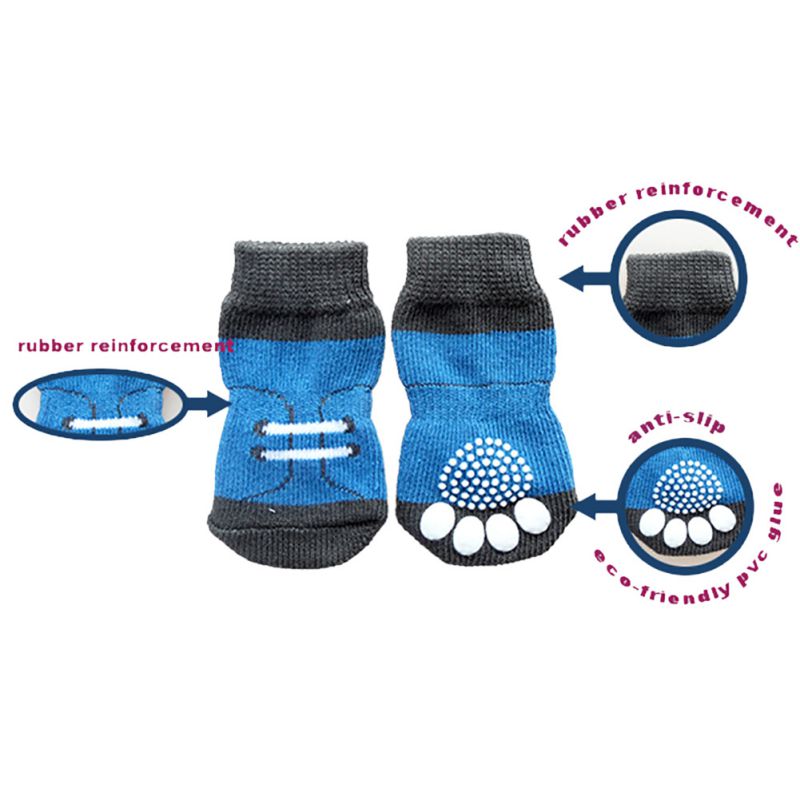 4 pièces anti-dérapant Pet chaussette Pet chiot chien chaussettes doux tricot bas chaussettes vêtements vêtements vêtements armure dérapage bas chien chaussettes Pet
