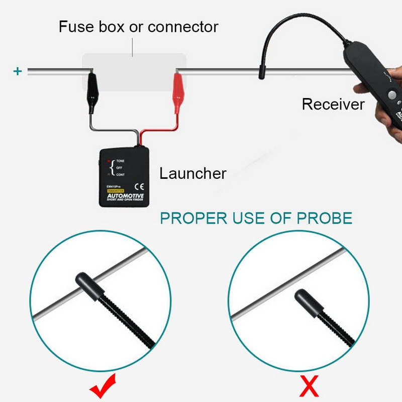 Automotive Short Or Open Tester Cable Wire For Tone Line Test Car Wire Meter EM415pro