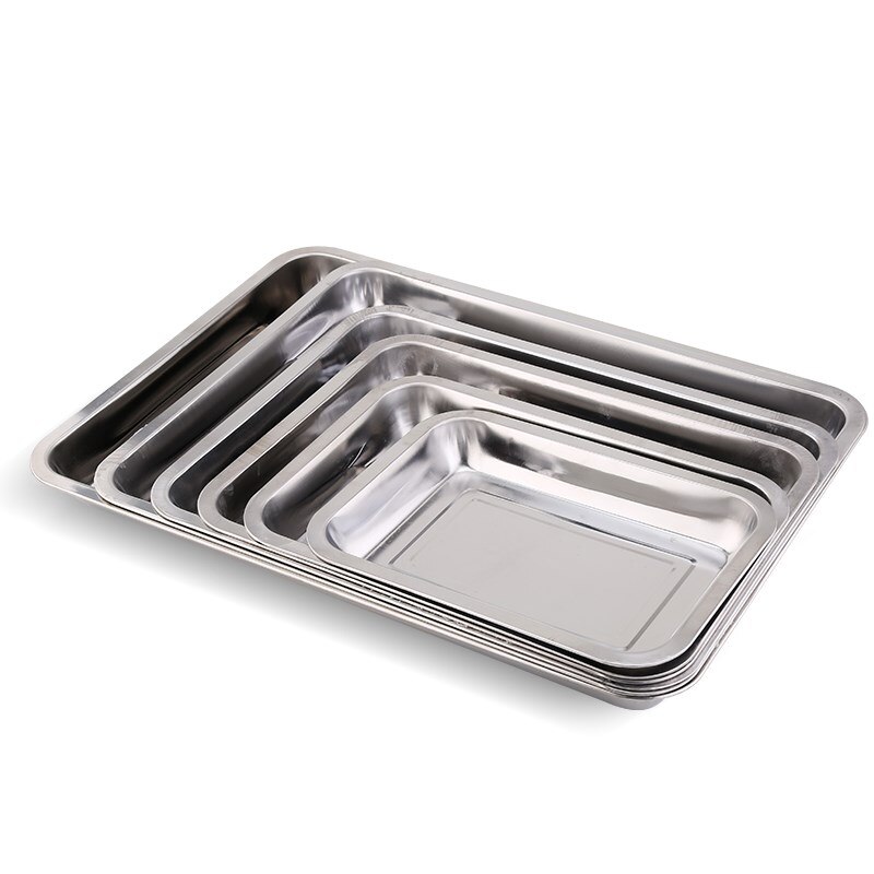 Stainless steel Storage Trays square plate thickening pans Rectangular tray Barbecue Deep rice dishes bbq kitchen accessories