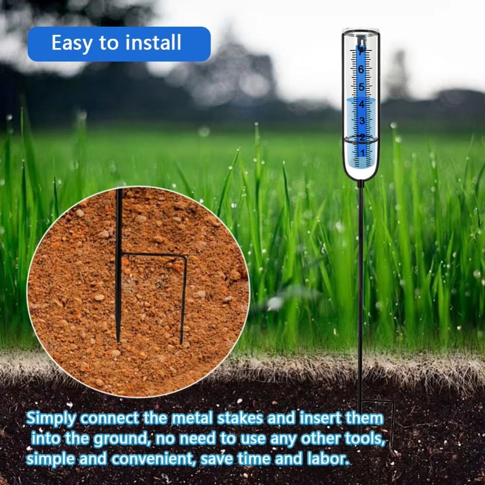 Durable Solar Rain Measure Gauge Large Clear Numbers Freeze-Proof Rain Meter Transparent Plastic Outdoor Rain Gauge Garden