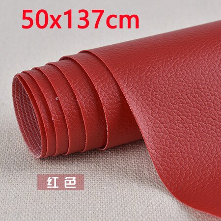 Parche de tela de cuero sintético para reparación de sofá, Pegatina autoadhesiva sin planchado, parches de tela de cuero para álbum de recortes, 50x137cm: 50x137 red