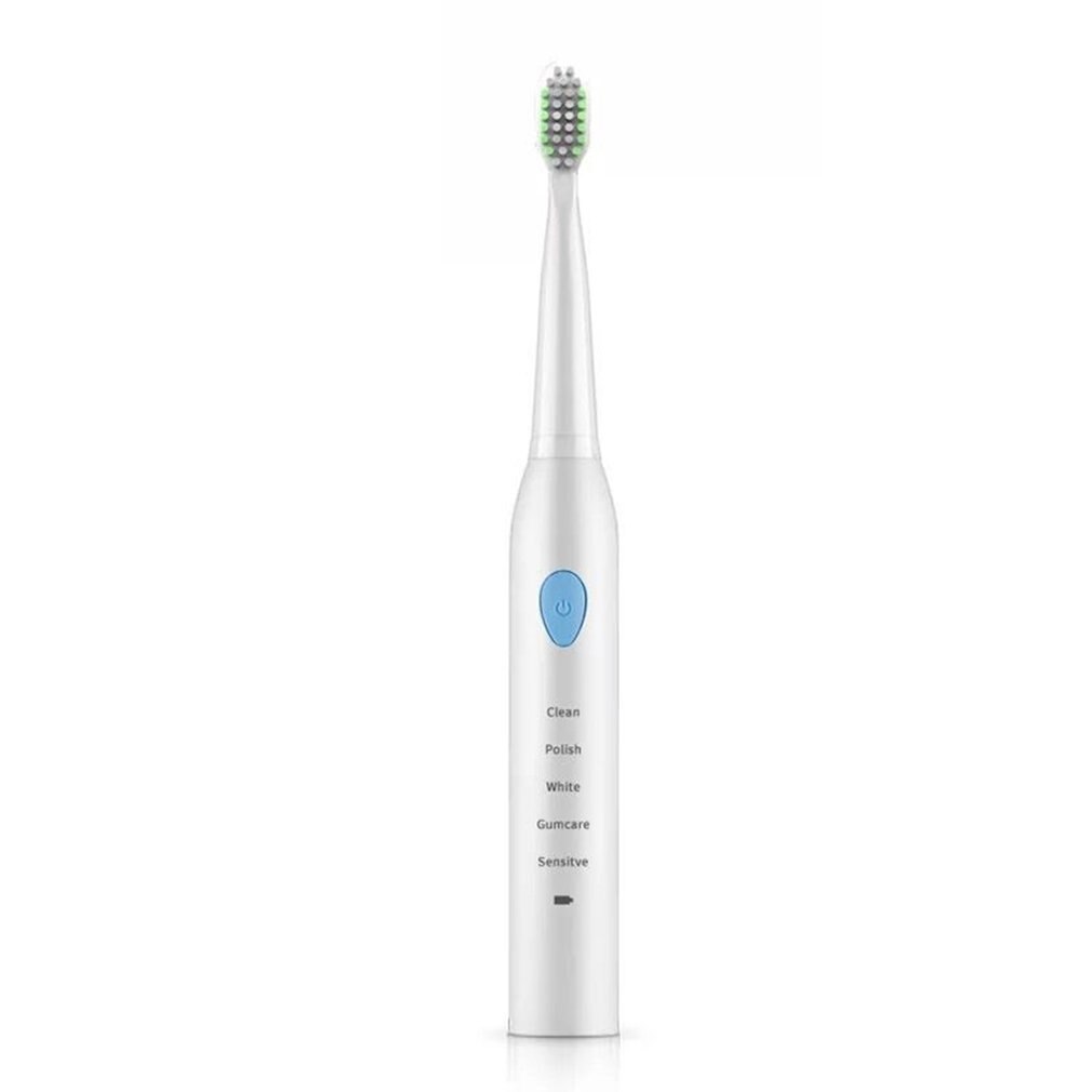 Electric Toothbrush Adult Rechargeable Toothbrush Sonic Automatic Soft Toothbrush Waterproof Usb Charging: White blue