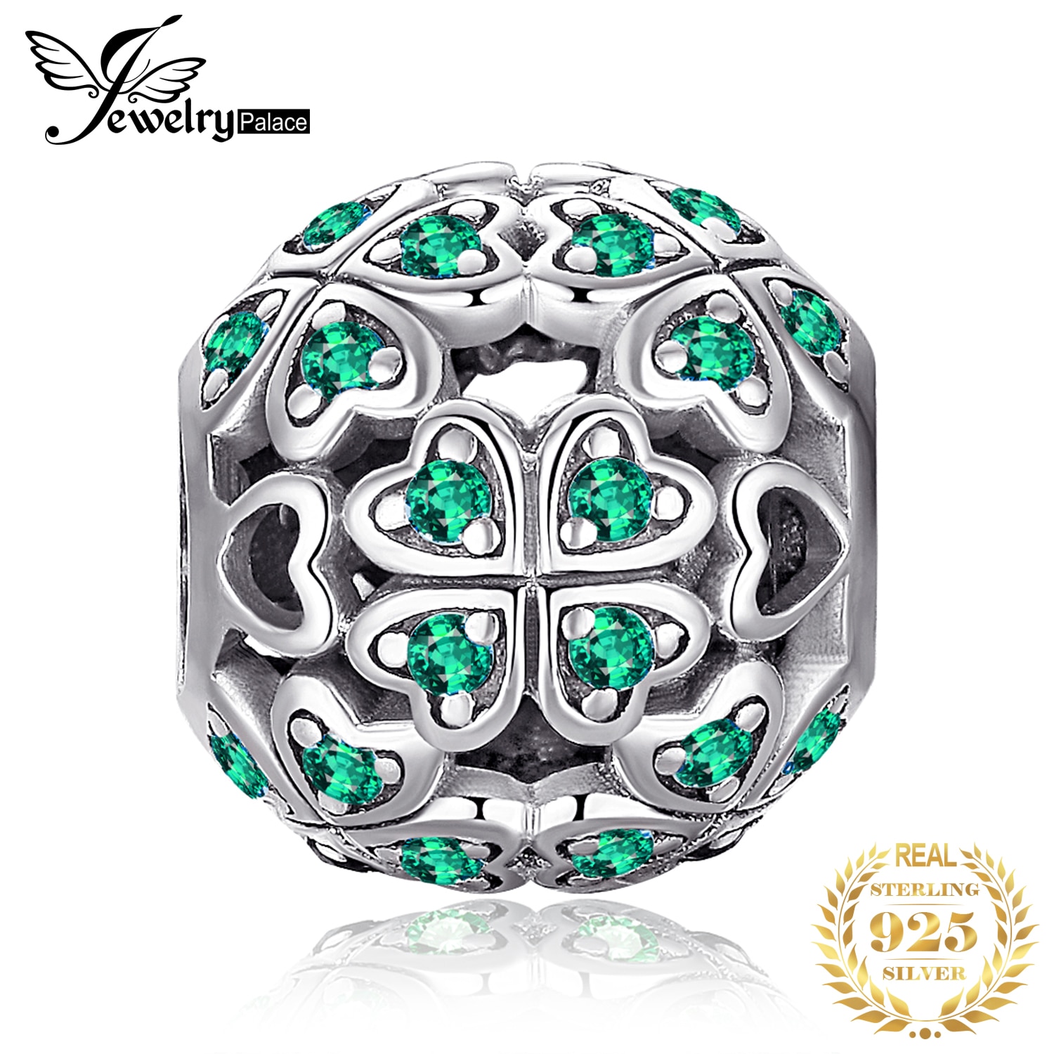 JewelryPalace Four Leaf 925 Sterling Silver Beads Charms Silver 925 Original For Bracelet Silver 925 original For Jewelry Making