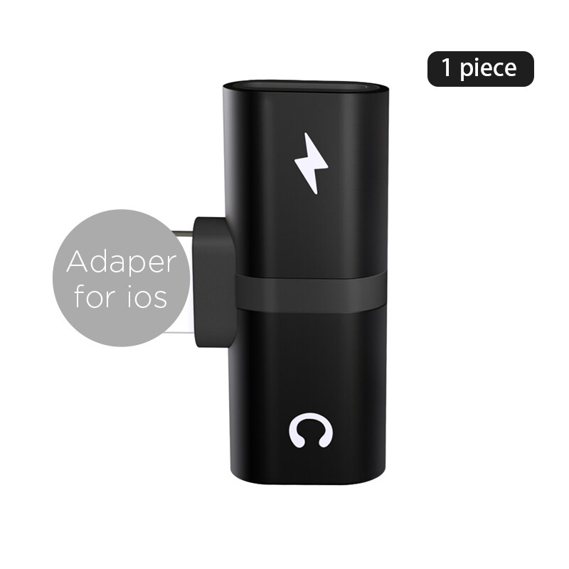 Für ios System Zu 3,5mm Jack Adapter 2 in 1 Kopfhörer Audio- Musik Spielen Ladegerät Für Apfel iPhone 11X7 8 Plus Aux Kabel Splitter: 1 Schwarz