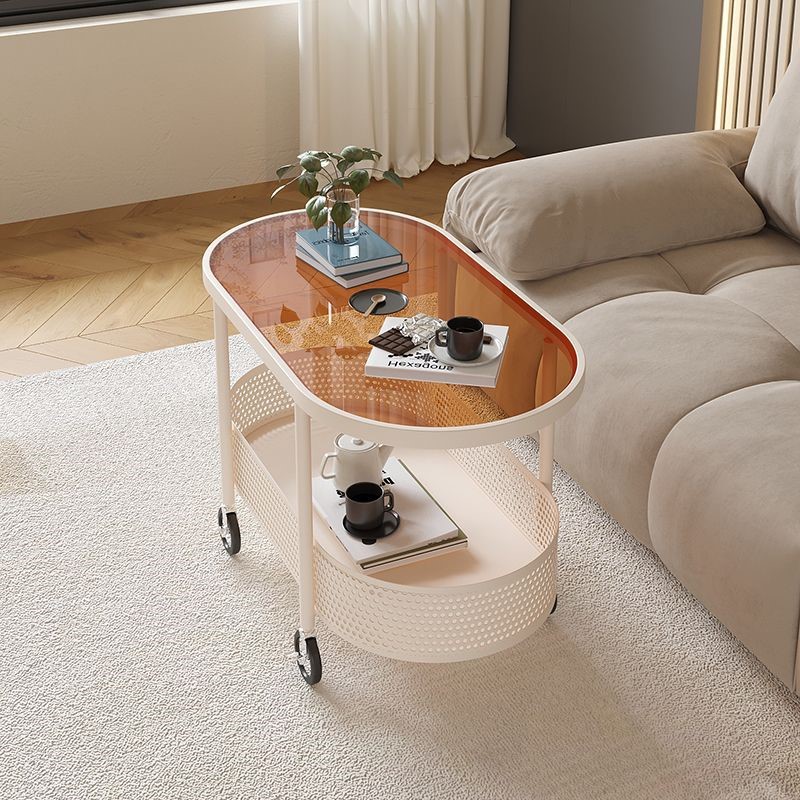 OLEVO Mobiele theetafel Woonkamer Thuis Bank Bijzettafel met wielen Bedhoofd Glazen kar te gebruiken Niet veel ruimte opnemen