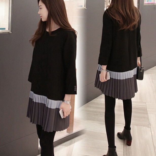 Plus Größe Koreanische Mutterschaft Kleider Frühling Herbst Schwangerschaft Kleidung Für Schwangere Frauen lässig verlieren Schwangerschaft Kleid S-5XL