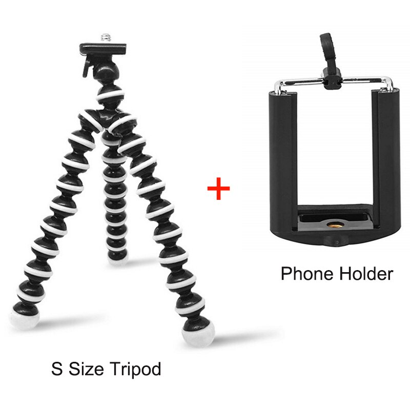 Tripé de polvo flexível para celular, pequeno tripé para celular com clipe para iphone 8 7 6 dslr gopro xiao yi 4 suporte da câmera k sjcam: Black