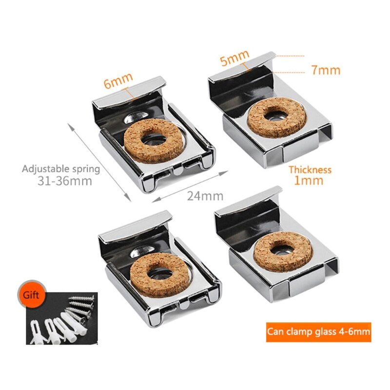 4 Pcs Mirror Mounting Clips Spring Loaded Mirror Hanger Clips Heavy Duty Mirror Fixed Fitting for Bathroom Toilet