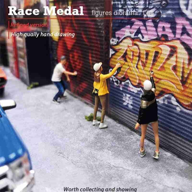 Racemedal 1:64 skalfigurer diorama graffiti basebollkeps upplaga begränsad  b8 j 8