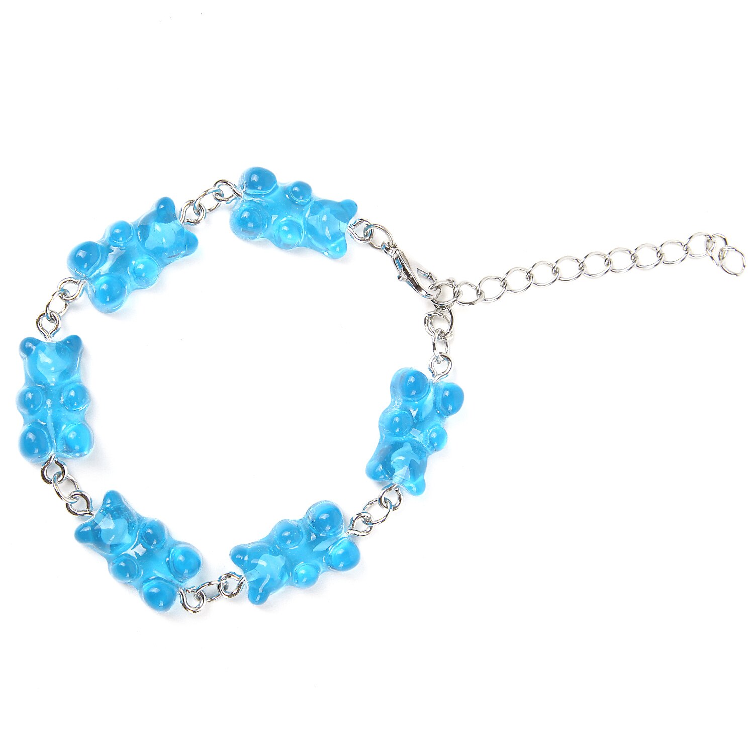 Cute Rainbow Candy Color Gummy Bear Women Girls Gummy Bear Bracelet Bracelet Jewelry Bracelet: blue