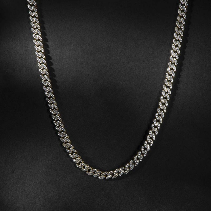 9MM Hip Hop Men Women Prong Cuban Link Chain Necklace Bling Iced Out 1 Row Rhinestone Paved Miami Cuban Chain Jewelry