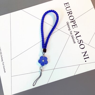 Mobile Phone Straps rope clover flower short hand rope universal squishy for key lanyard neck lanyard neckband anti-stress: blue