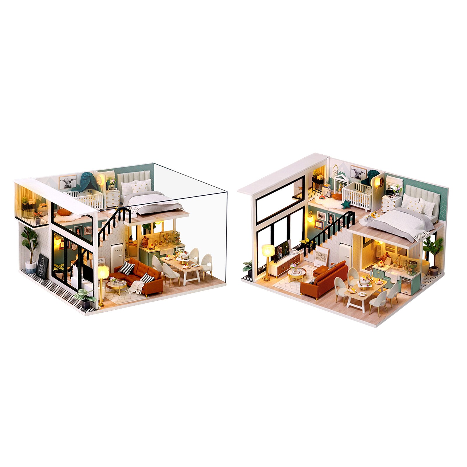 Diy Miniatuur Poppenhuis Kit Appartement Diy Poppenhuis Kit Met Houten Meubels Licht Huis Speelgoed Voor Volwassenen