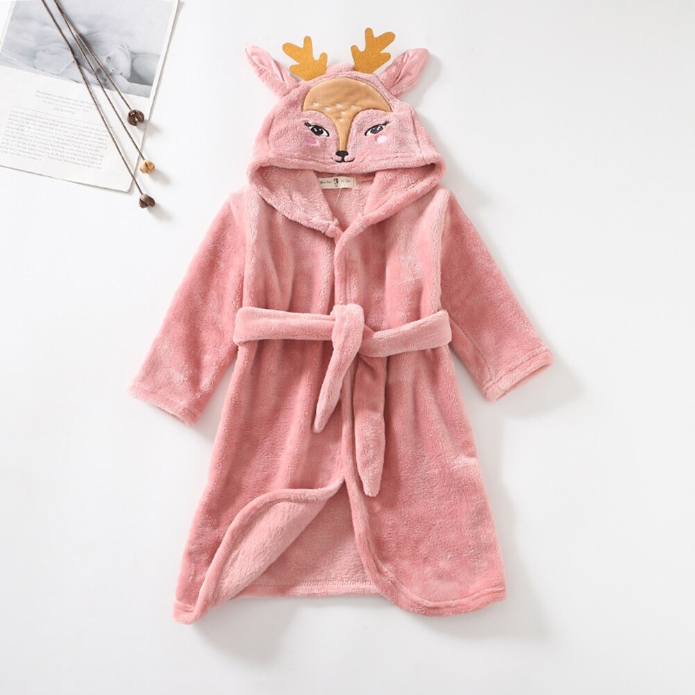 Albornoz con capucha para bebé y niña, bata de baño de dibujos animados de ciervo, Toalla de baño bordada, ropa de invierno para bebé, ropa de dormir