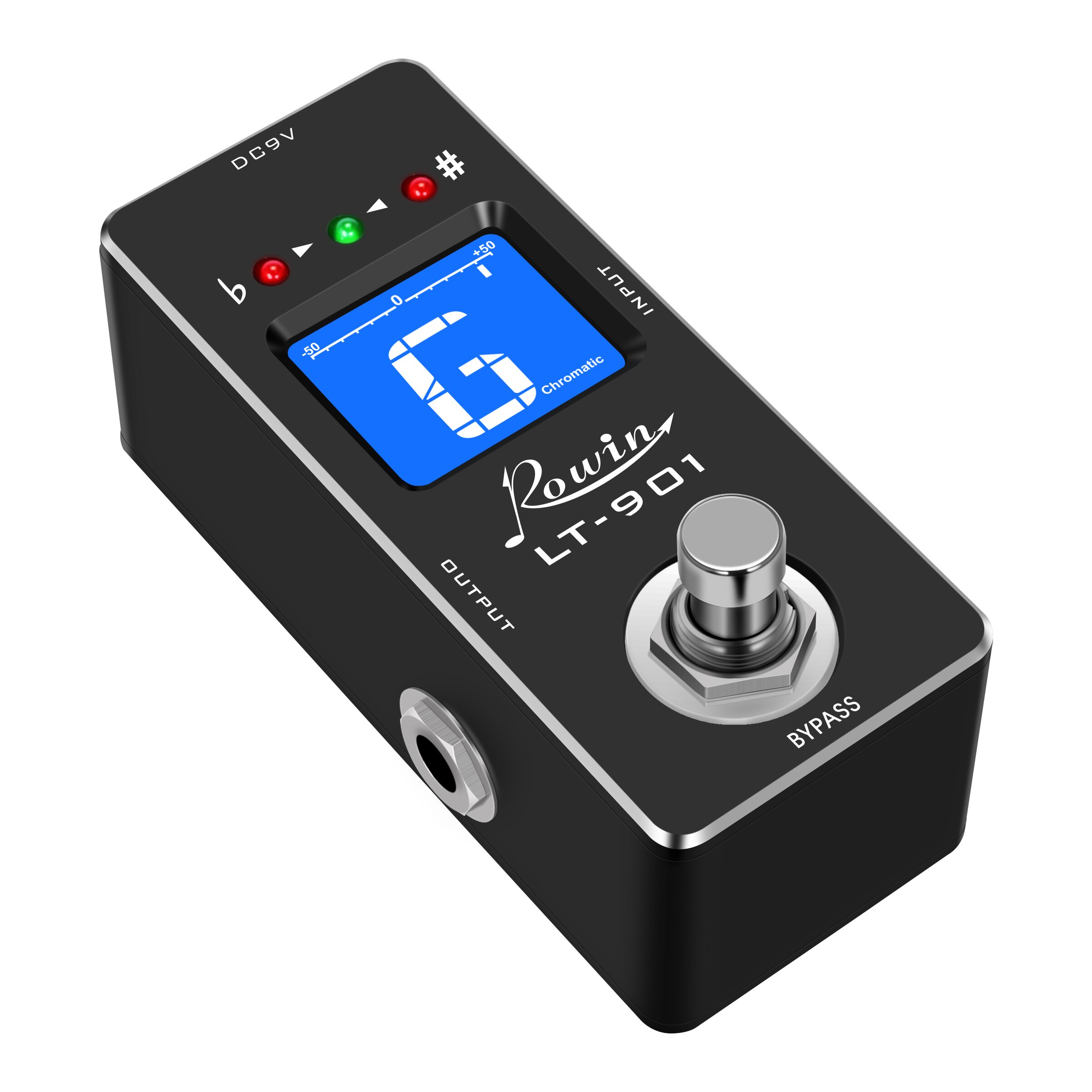 Rowin Guitar Chromatic Tuner Pedal High Precision ± 1 Cent All-Metal Case Mini Size True Bypass LT-901