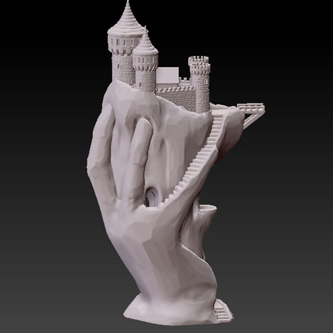 3d modelbygning til cnc  or 3d printer i stl filformat -slottet i hånden
