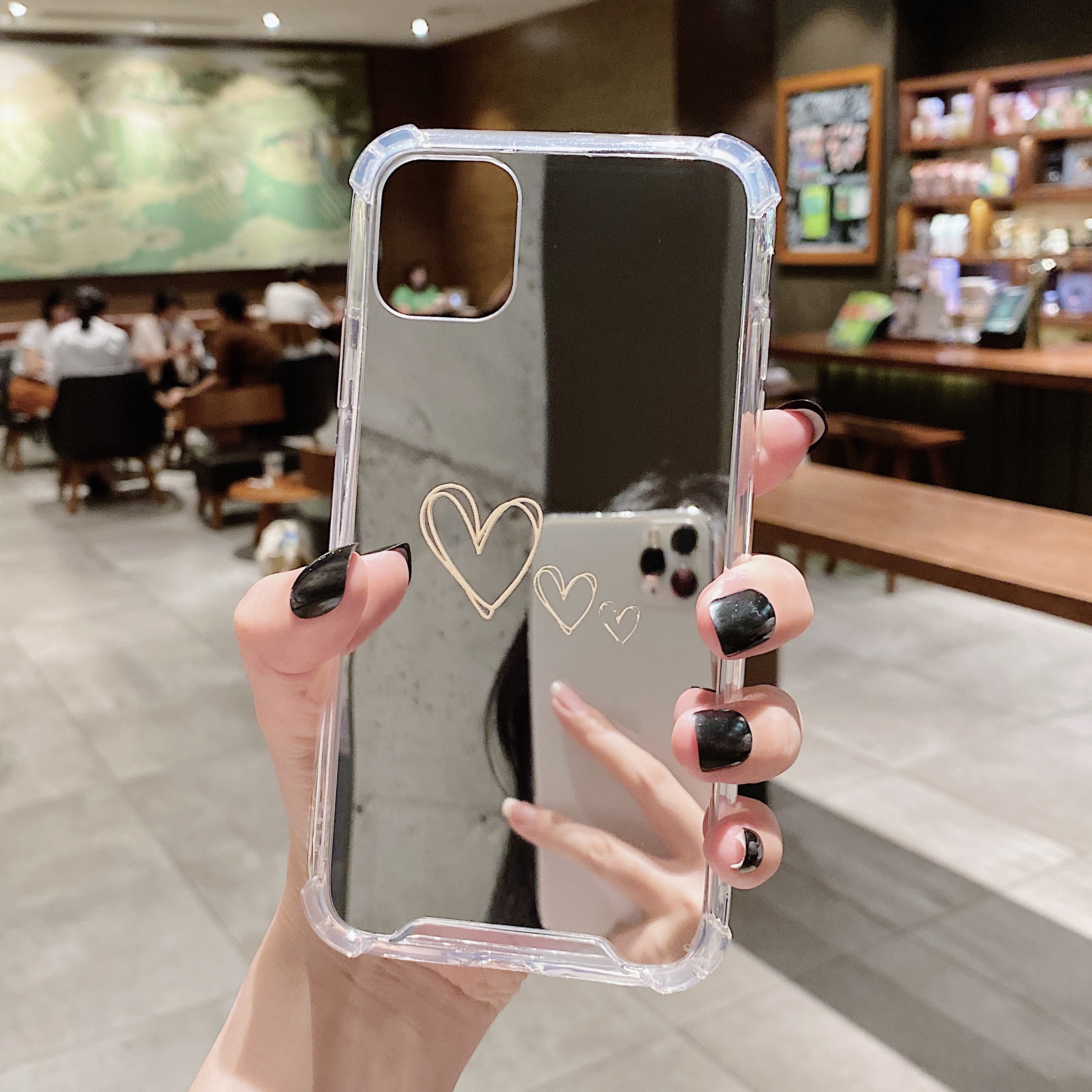 Coque de téléphone à motif d'amour, étui miroir pour iPhone 14 13 12 11 Pro Max, pour iPhone 11 Xr 7 8 Plus