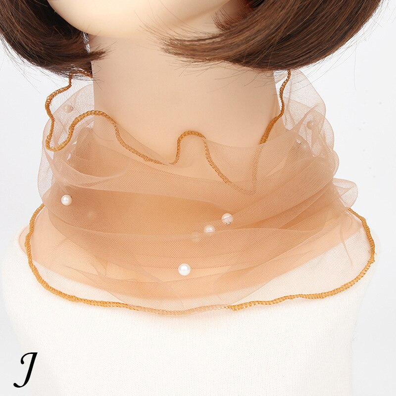Bufanda de cuello de gasa para mujer, protector solar fino para la cabeza, variedad de pañuelos pequeños de seda Anti-UV, mascarilla multifunción, primavera y verano: J