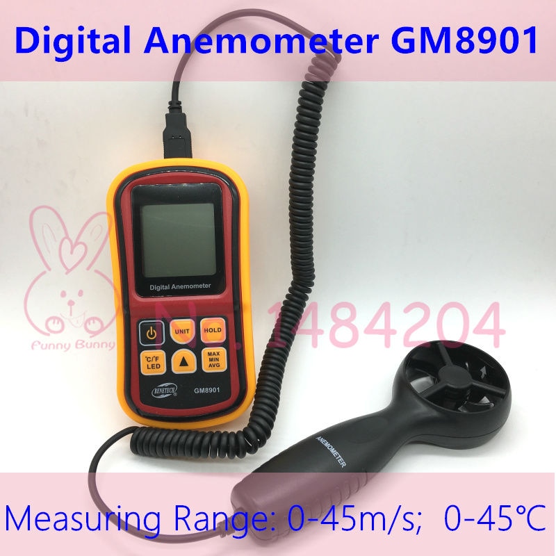 Digitale Anemometer GM8901 Luchtsnelheid 0-45 m/s Temperatuur 0-45 C Wind Meter Air Flow Meter