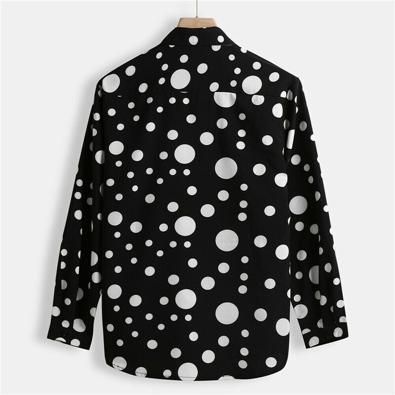 Herre skjorte vintage boho dot langærmede kjole skjorter mænd casual formel fest skjorter toppe camisa slim fit hombre