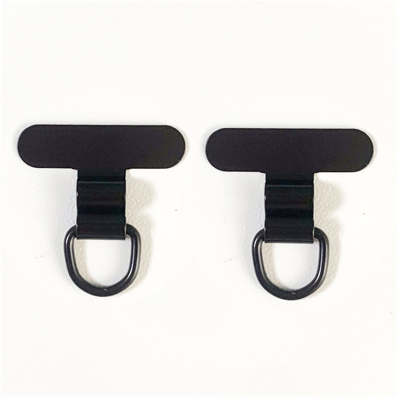 1/2PCS Mini Mobile Phone Lanyard Patch Pad Stainless Steel Silent Hole Clip Ultra-thin Metal Back Patch Sturdy Connection Piece: black