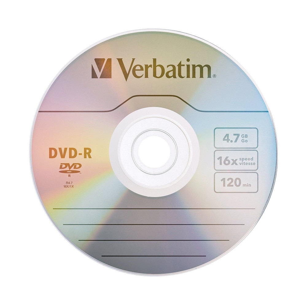 Verbatim DVD-R 4.7GB 16X 50PK Spindle Branded Recordable Media Disc Compact Write Once Data Storage DVD 95101